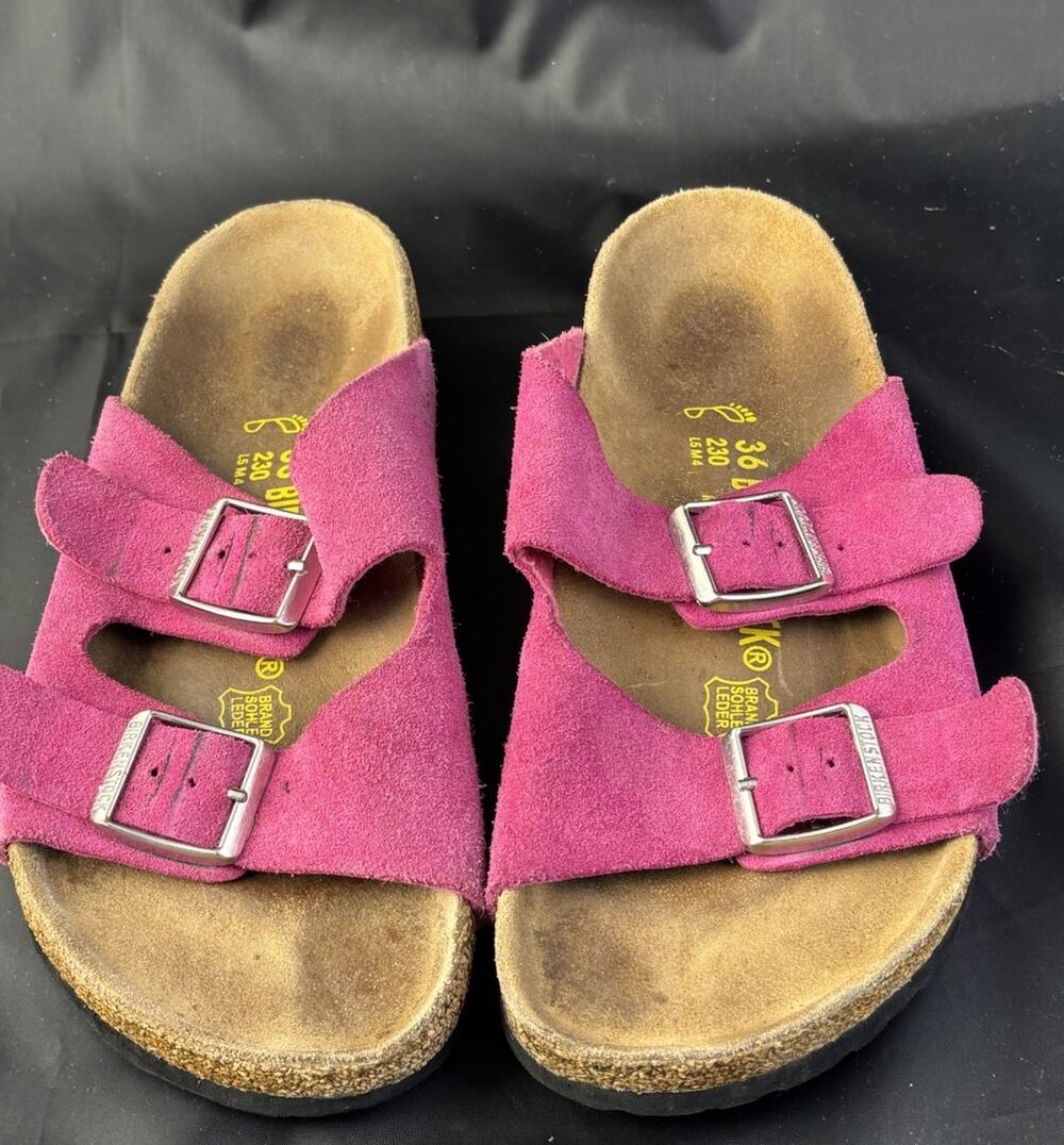 Birkenstock Arizona Festival Fuchsia Pink Suede Leather Sandals EU 36 USA L 5